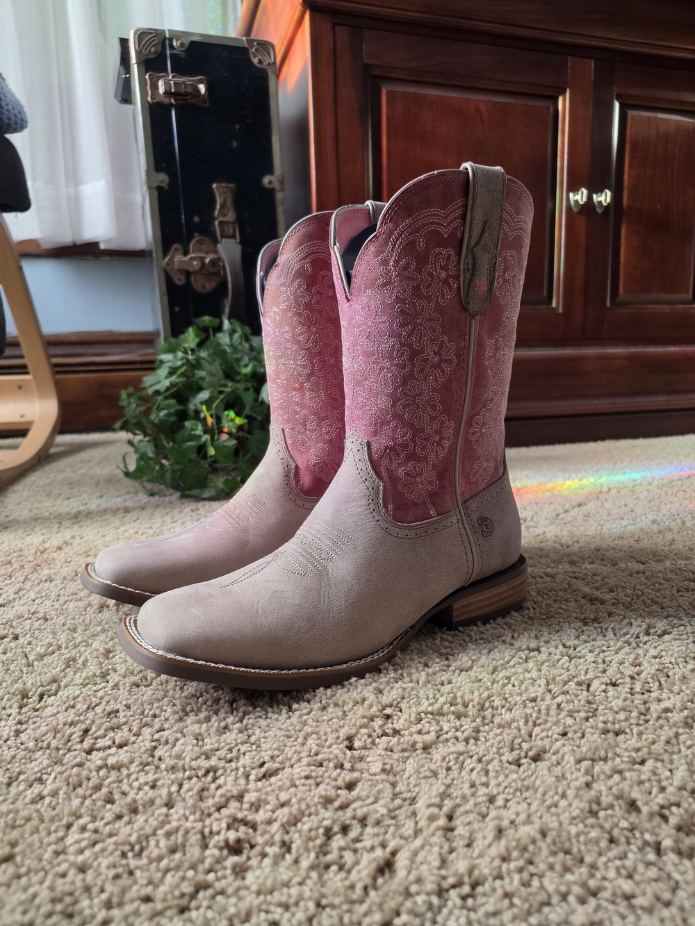 Durango Two-Tone Pink and Tan Western Heeled Boots